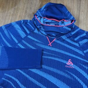 ODLO Performance Blackcomb Women's Baselayer  Facemask Running Top Size XL Blue